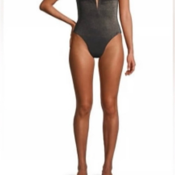 Lspace Shimmer Roxanne One-Piece Swimsuit Black Gold NWT New with Tags - Picture 6 of 11